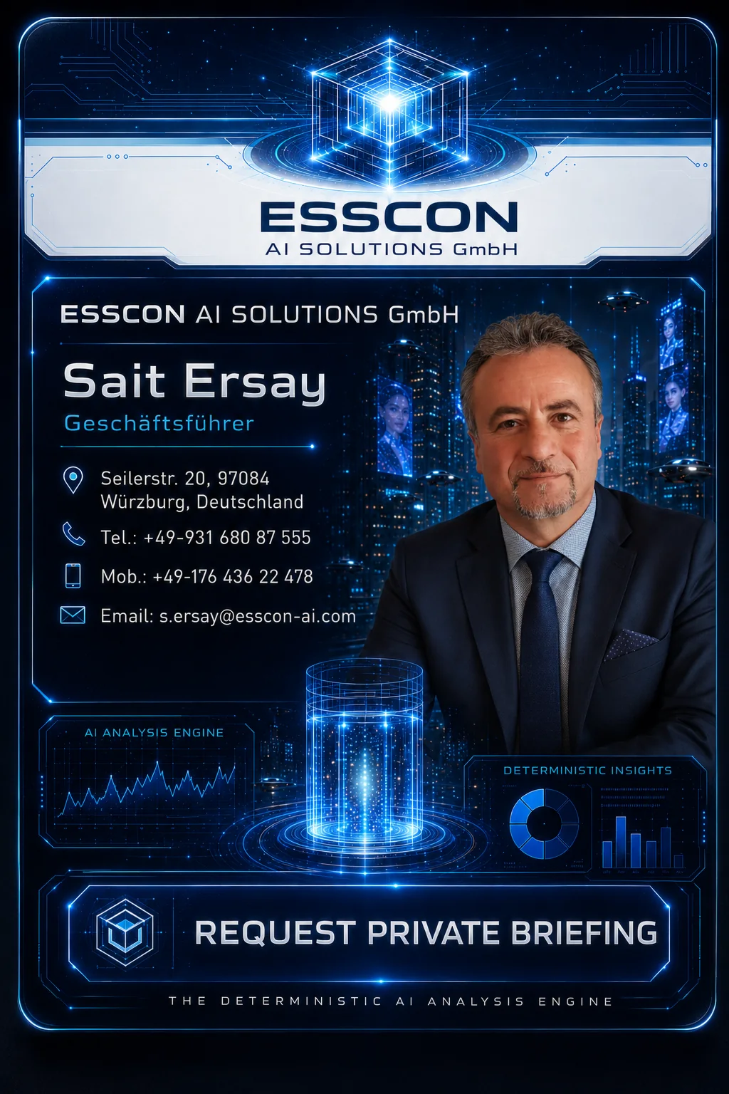 Setcard von Sait Ersay, Geschaeftsfuehrer der ESSCON AI SOLUTIONS GMBH